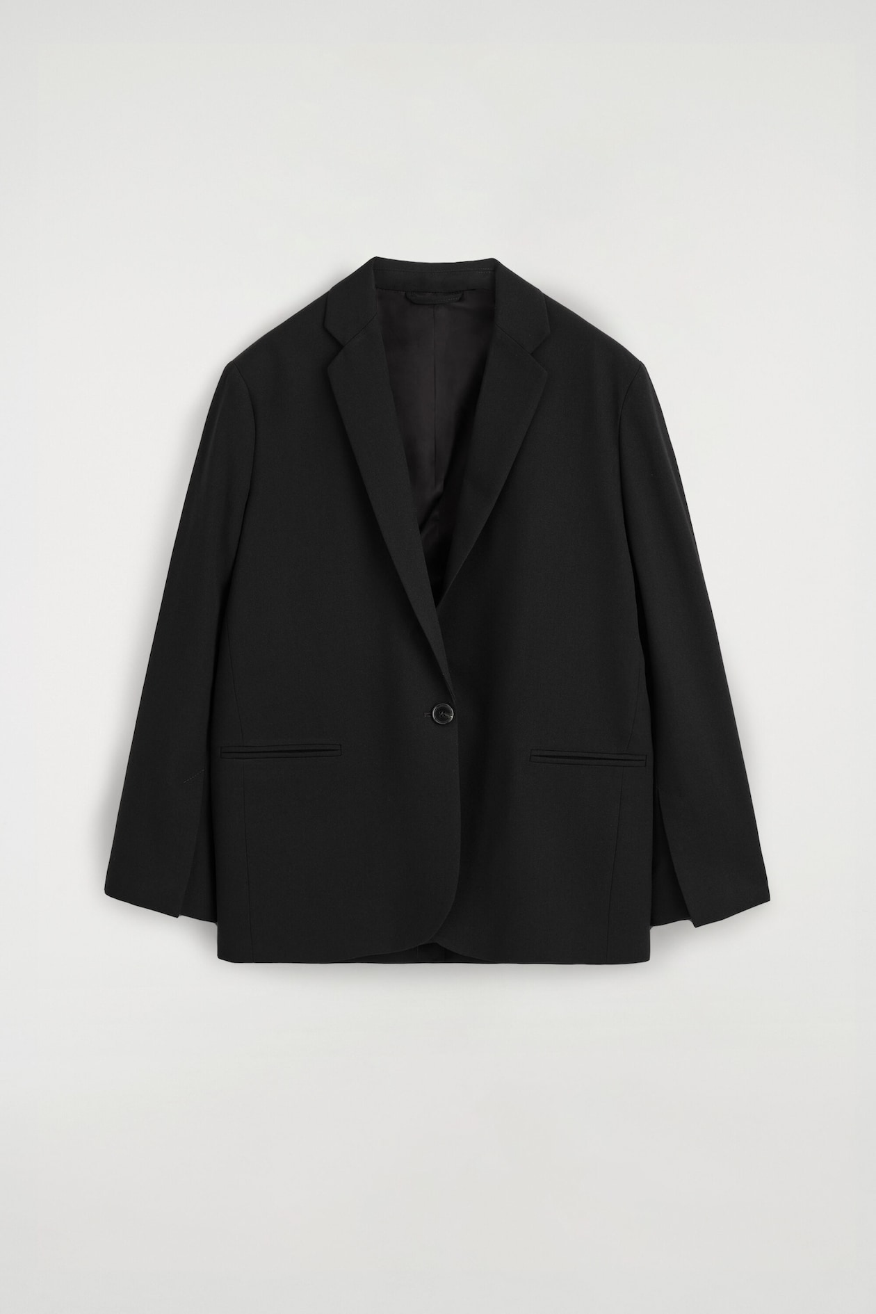 TWILL SINGLE-BREASTED BLAZER — BLACK