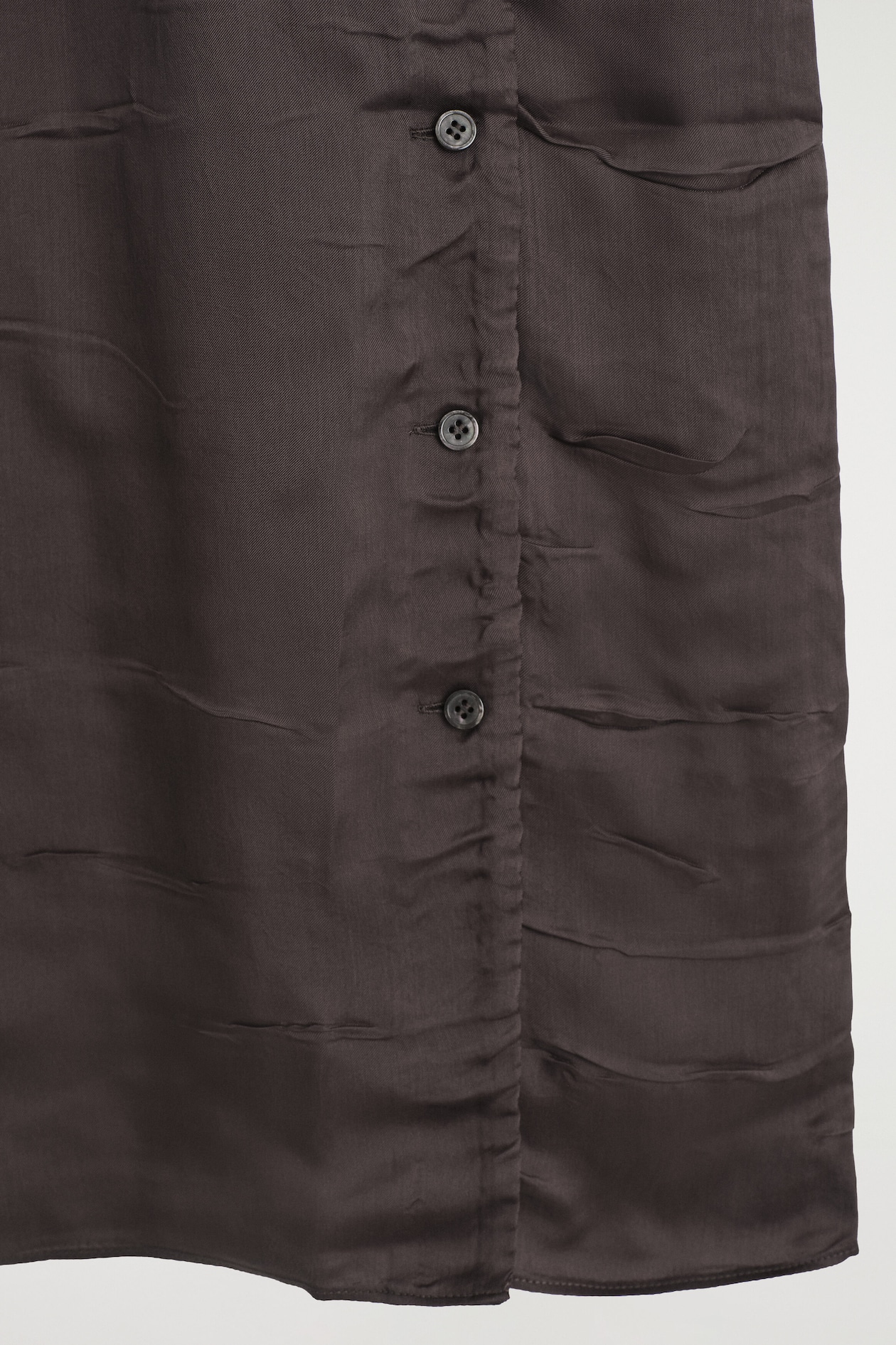 GATHERED CRINKLED MIDI SKIRT — BROWN