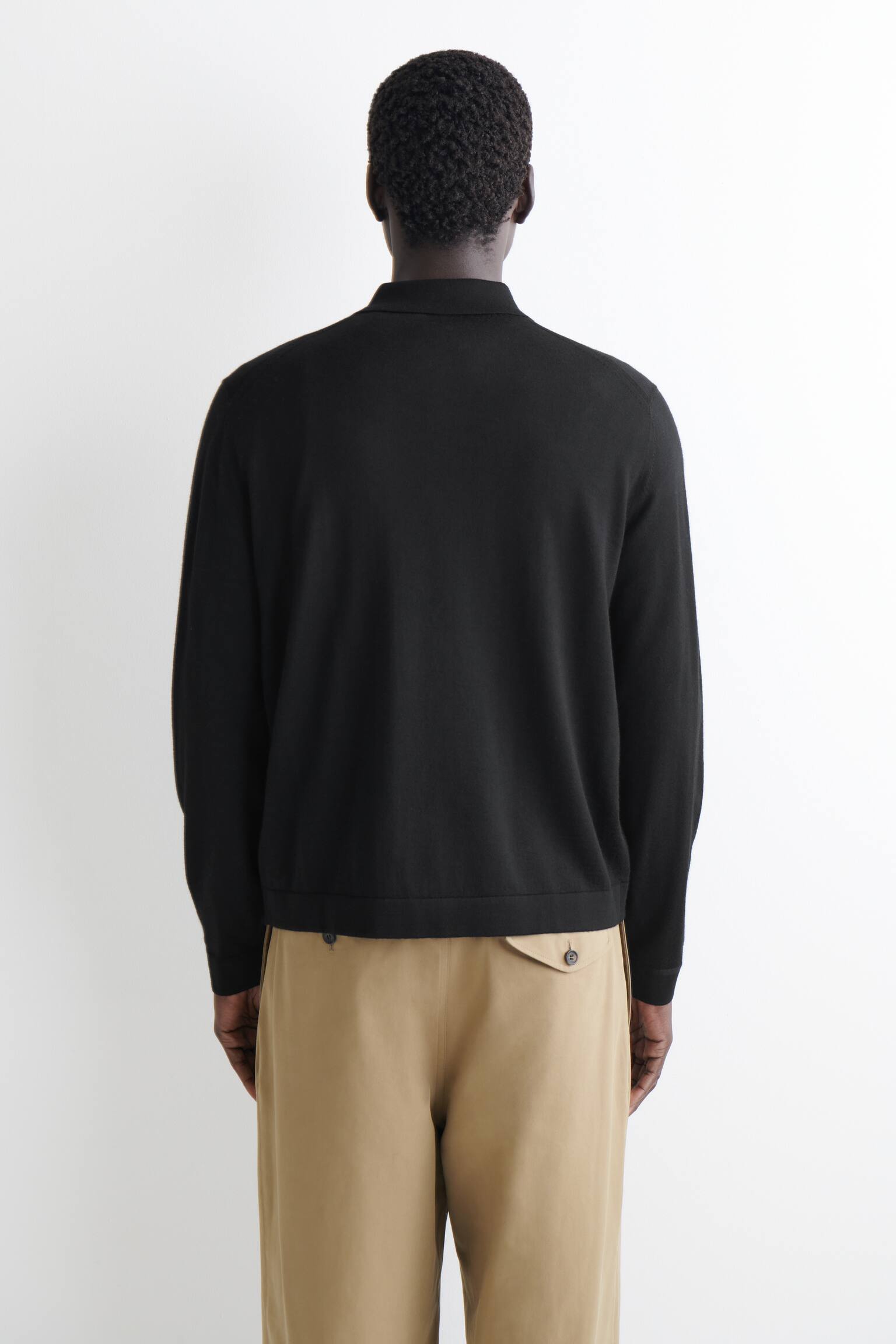 STRIKKET T-SHIRT I MERINOULD - SORT/KOKSGRÅ/BRUNMELERET - 3