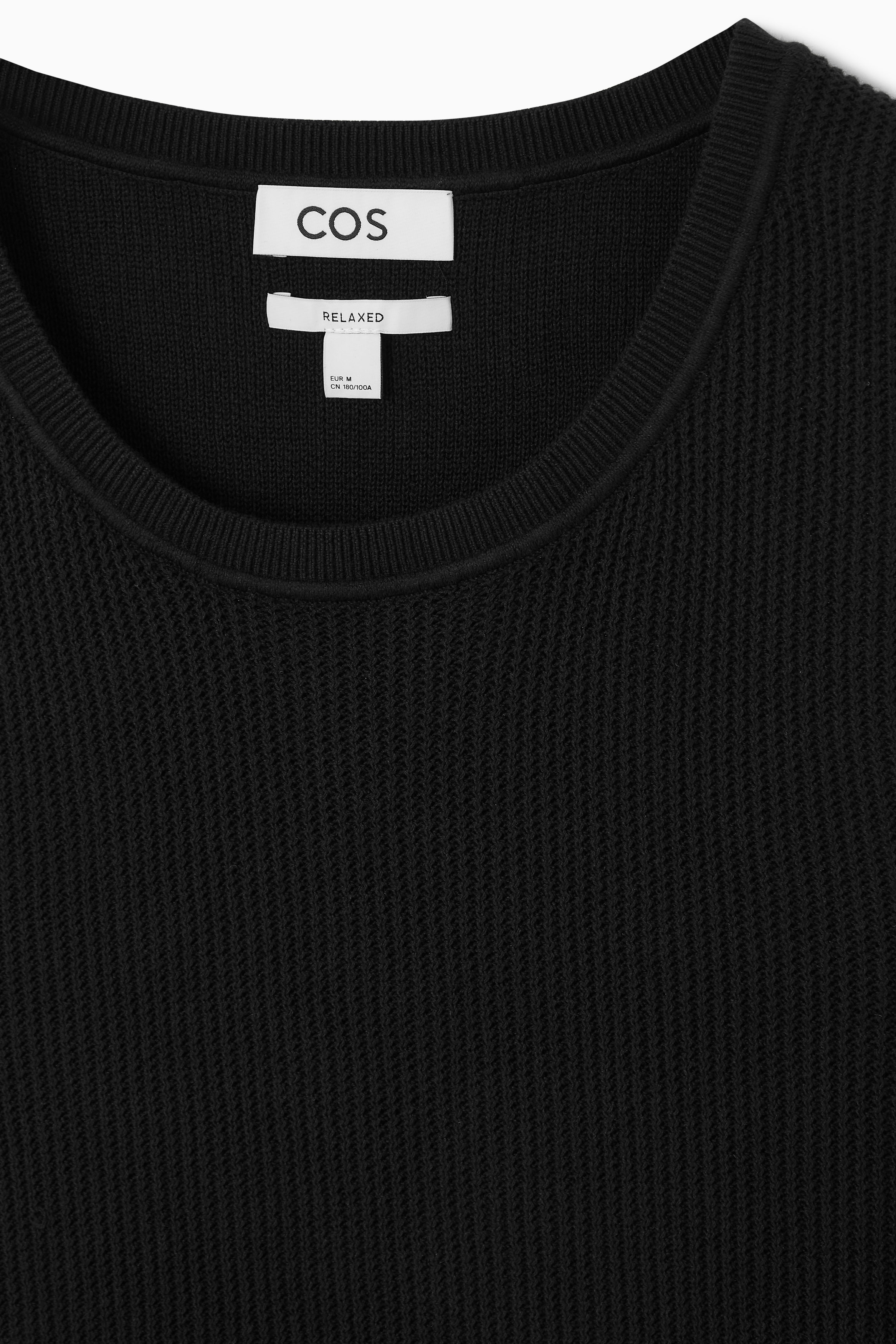 RELAXED TEXTURED-KNIT COTTON VEST - BLACK | COS