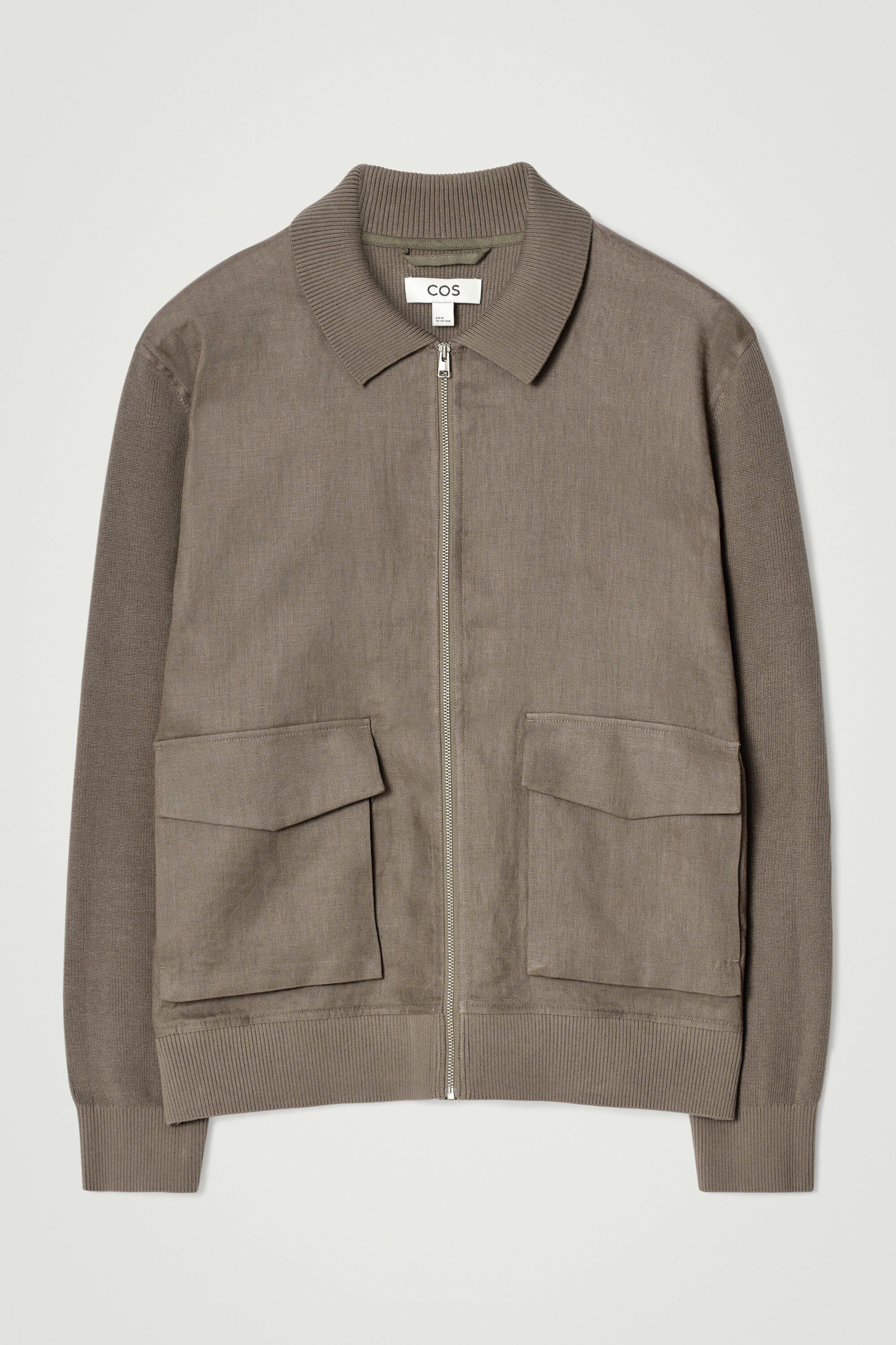 KNITTED-PANEL LINEN JACKET - DARK MOLE | COS US
