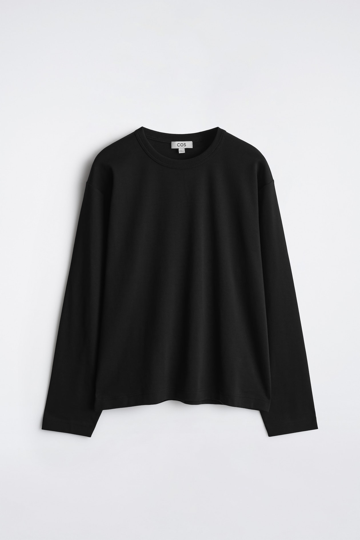 RELAXED JERSEY INTERLOCK LONG-SLEEVED T-SHIRT — BLACK