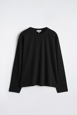 RELAXED JERSEY INTERLOCK LONG-SLEEVED T-SHIRT — BLACK 7