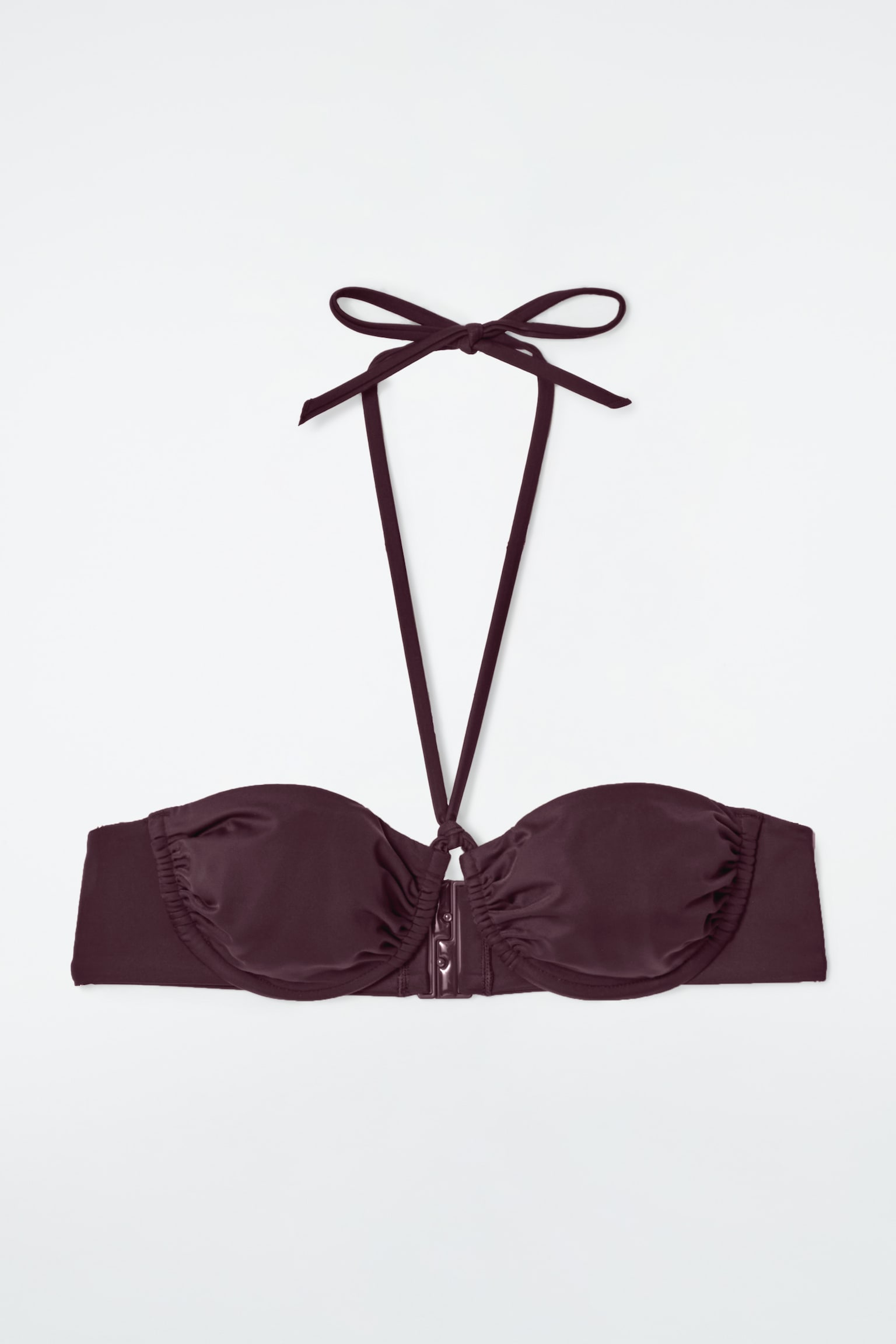 TOP DE BIKINI HALTER CON AROS FRUNCIDO - BURDEOS - 2
