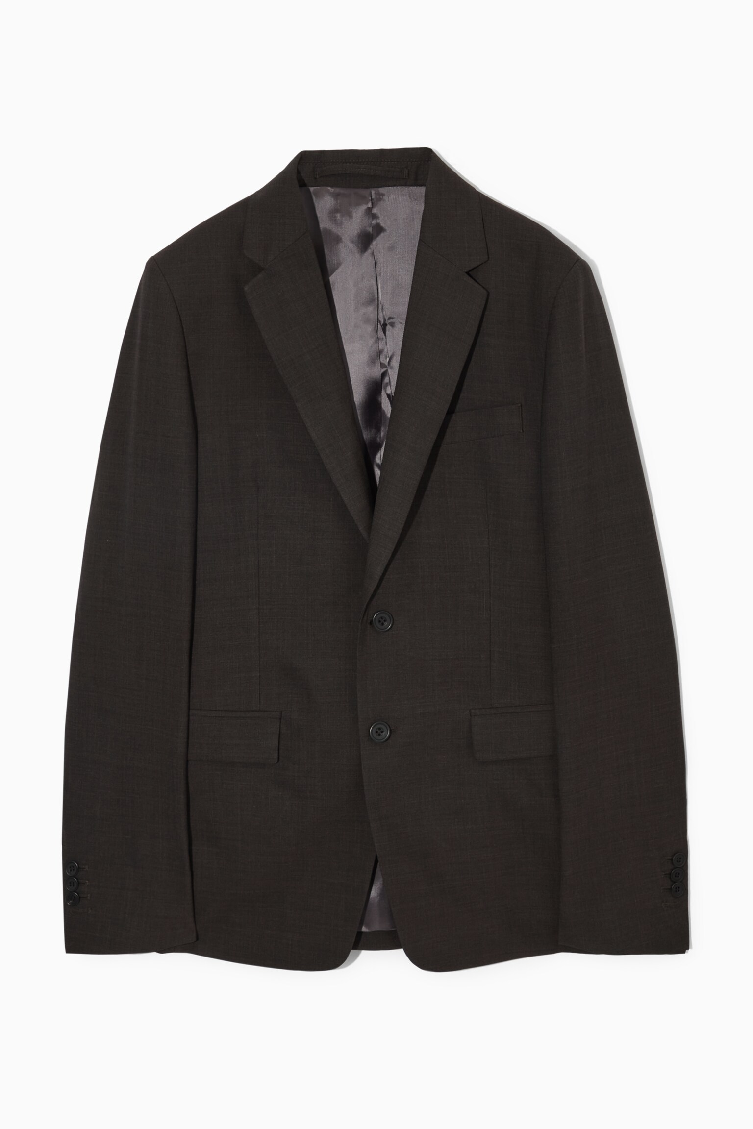 BLAZER SLIM À BOUTONNAGE SIMPLE EN LAINE CHINÉE - BRUN/BLEU MARINE CHINÉ - 1