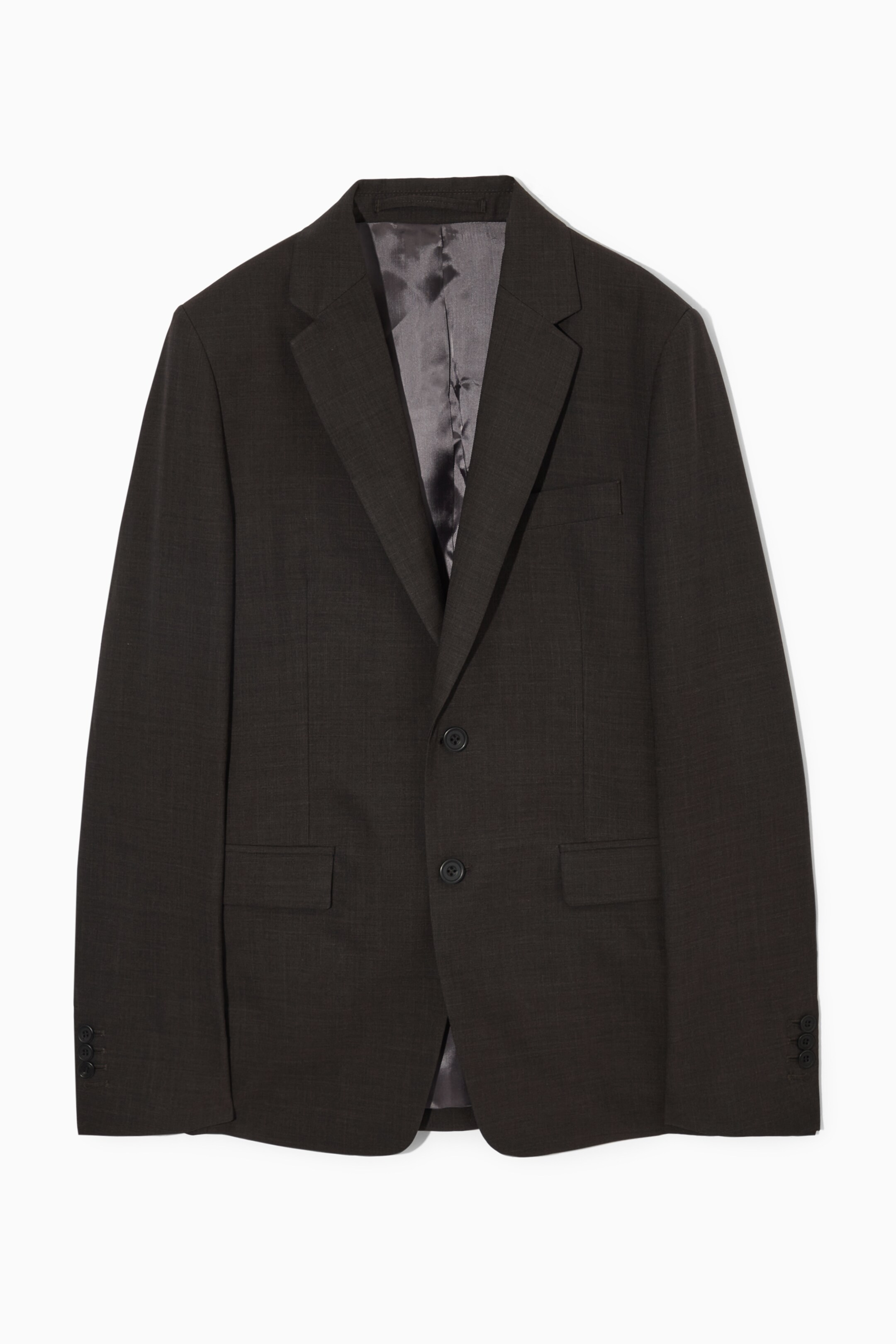 Agrandir l'image: BLAZER SLIM À BOUTONNAGE SIMPLE EN LAINE CHINÉE - BRUN - HOMME | H&M CH 1