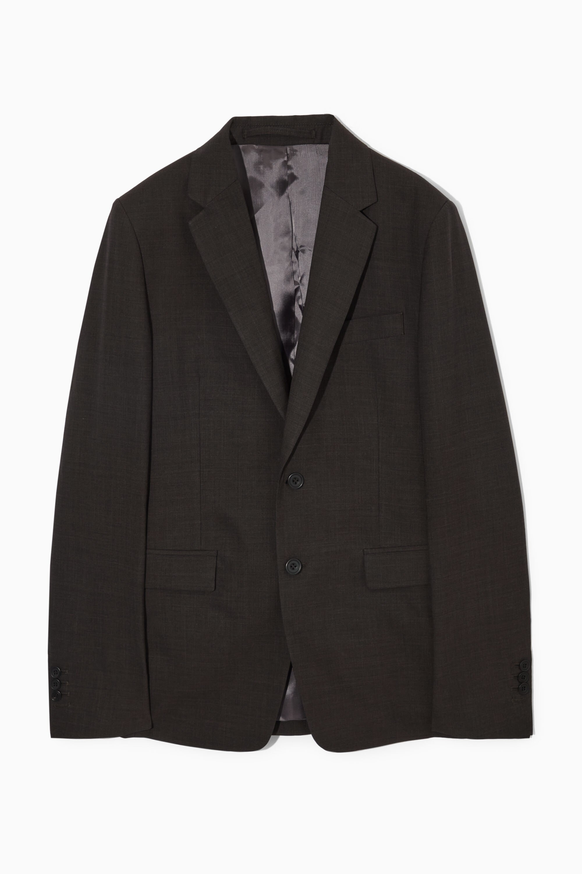 SLIM WOOL-MÉLANGE SINGLE-BREASTED BLAZER - BROWN | COS