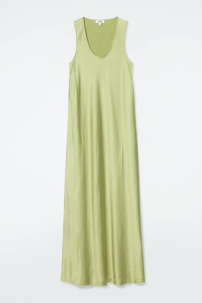 ROBE NUISETTE LONGUE COUPE EN BIAIS - VERT SAUGE - 1