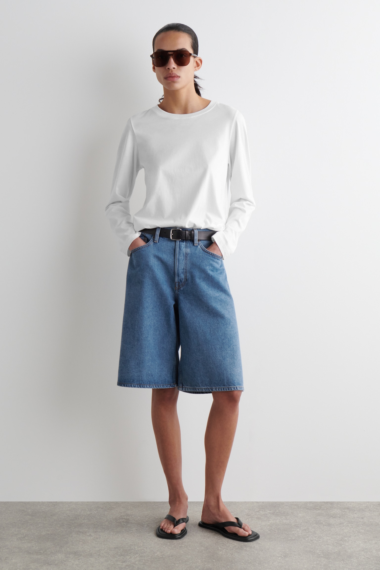 BERMUDA EN DENIM - BLEU/BLEU CIEL/CRAIE