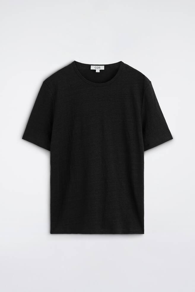 LINEN-JERSEY T-SHIRT - BLACK - 1