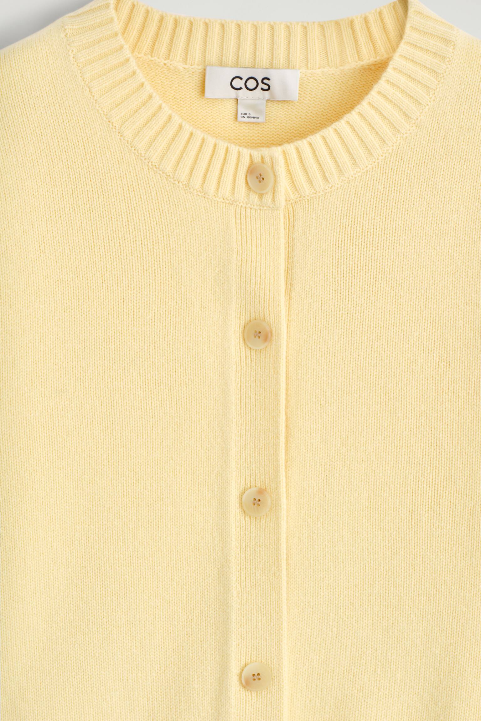 קרדיגן מצמר מרינו - צהוב חמאה/שחור/בז' מלאנג' - 4