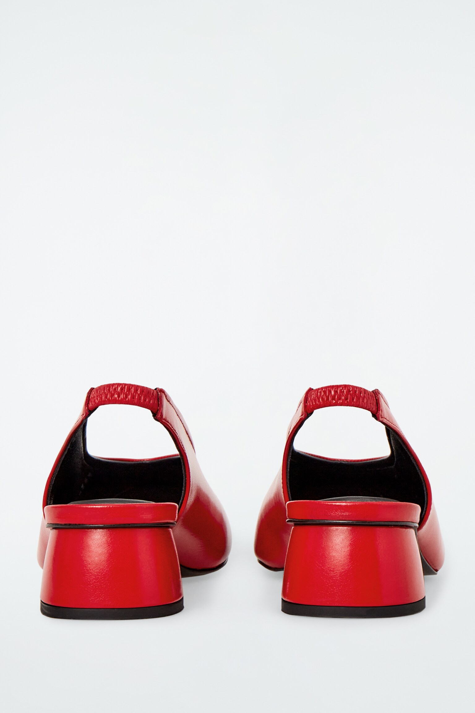 BALLERINES À TALON BOUT CARRÉ EN CUIR - ROUGE/NOIR/ARGENTÉ - 2