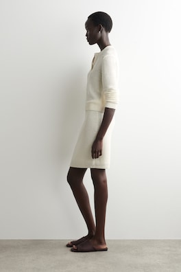 TEXTURED KNITTED COTTON MINISKIRT — WHITE 3