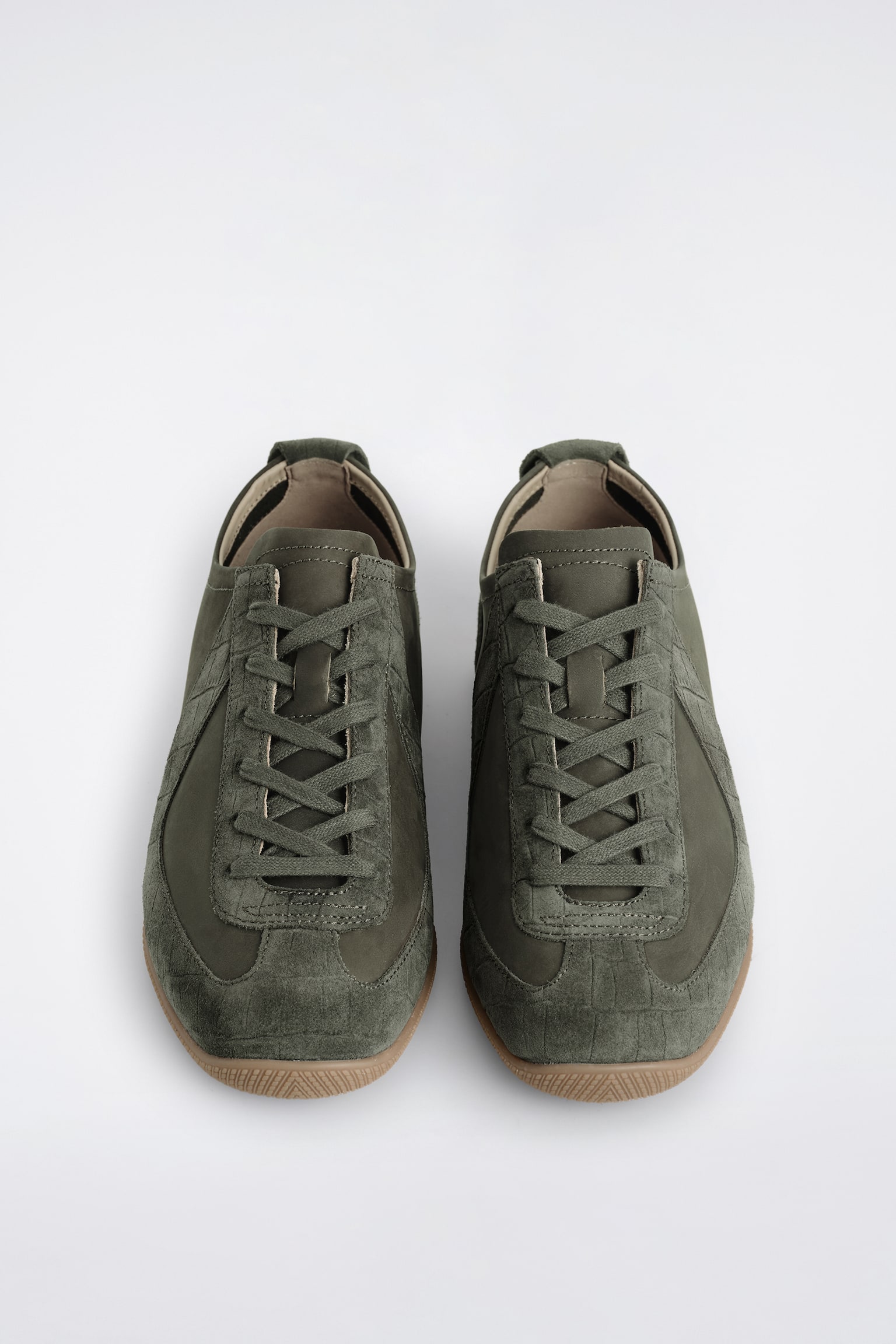 NUBUCK AND SUEDE TRAINERS - KHAKI/אפור - 5