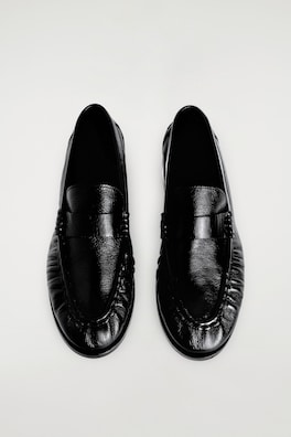 LEATHER MOCCASIN LOAFERS — BLACK 2