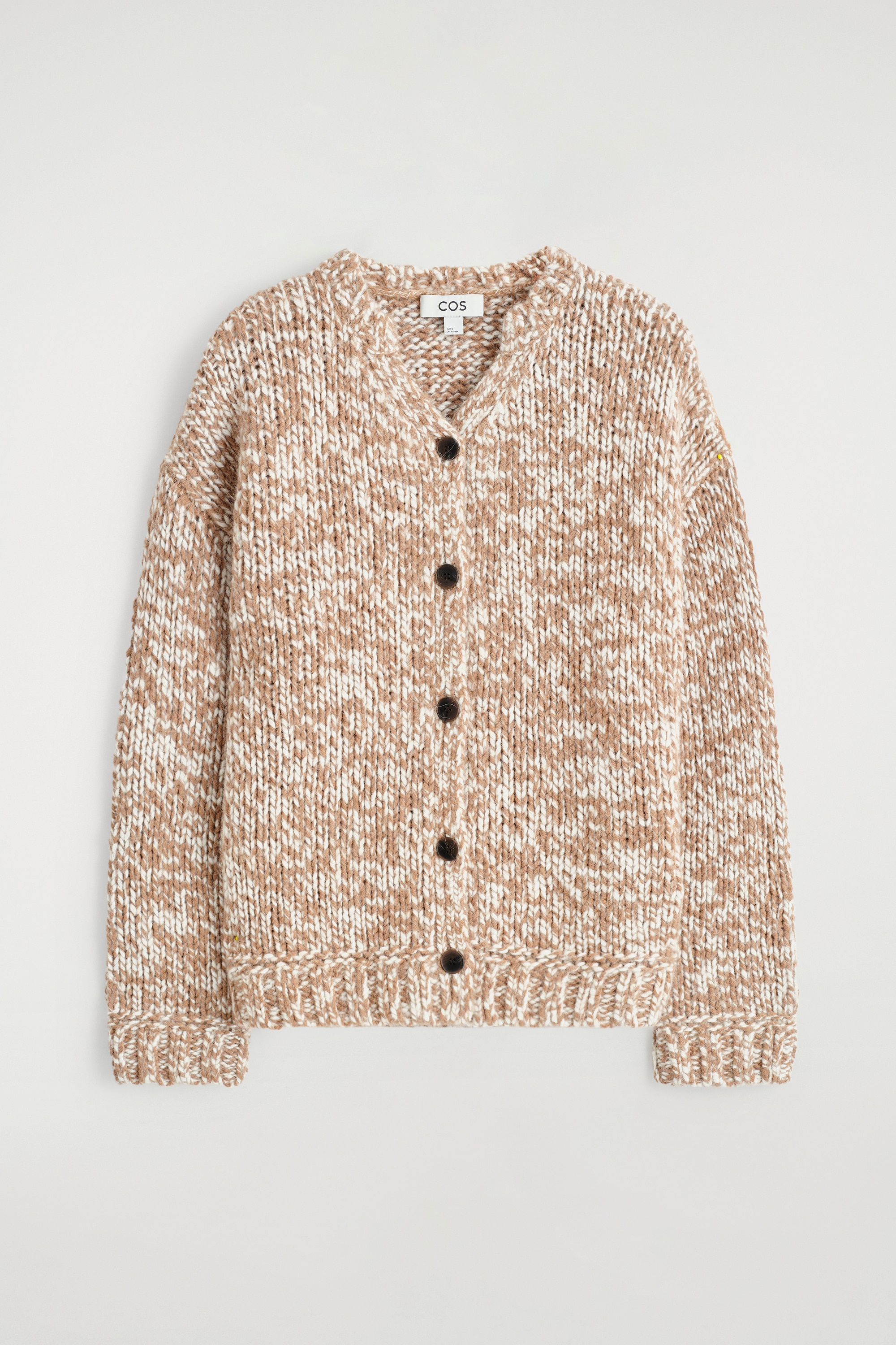 CARDIGAN DIN LÂNĂ-ALPACĂ CU TEXTURĂ ÎN PUNCTE - CAMEL / ECRU/BROWN / NAVY