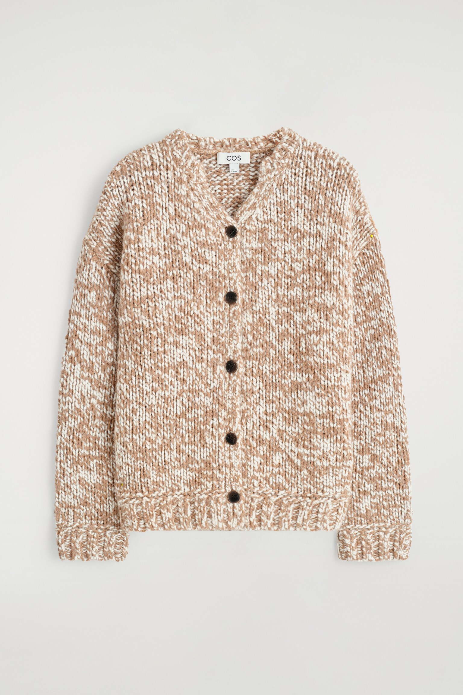 CARDIGAN DIN LÂNĂ-ALPACĂ CU TEXTURĂ ÎN PUNCTE - CAMEL / ECRU/BROWN / NAVY - 1