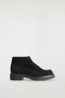 LACE-UP SUEDE ANKLE BOOTS — BLACK 3