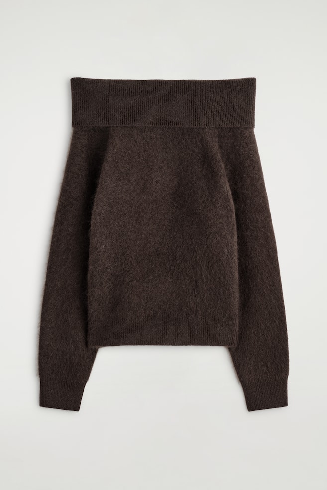 SCHULTERFREIER PULLOVER AUS MERINOWOLLE - DUNKELBRAUN/GRAU - 1