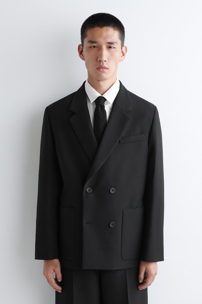 SPARKLY KNITTED MERINO WOOL TIE — BLACK
