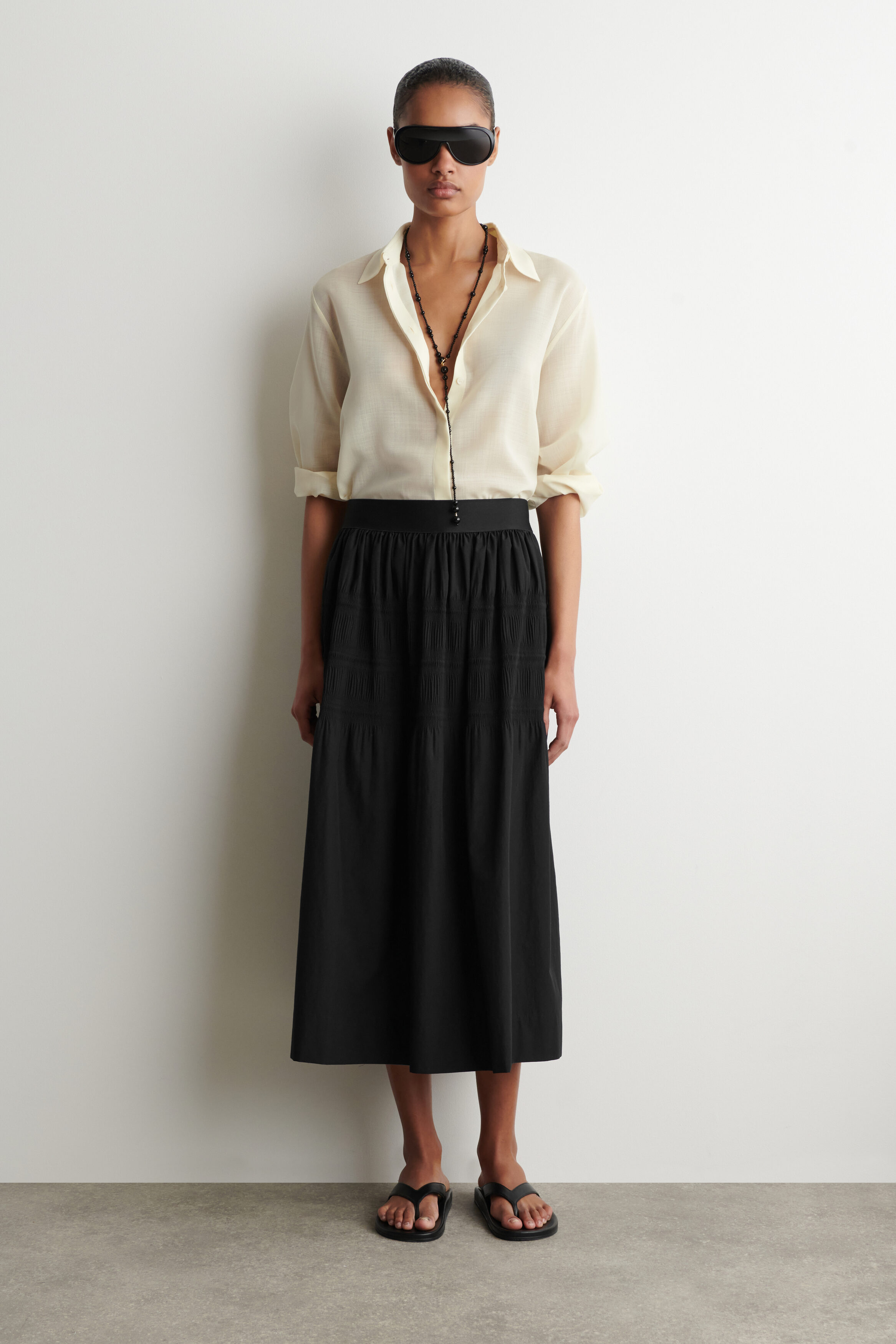 Mel gather skirt 黒 ANDMARY】Mel gather skirt