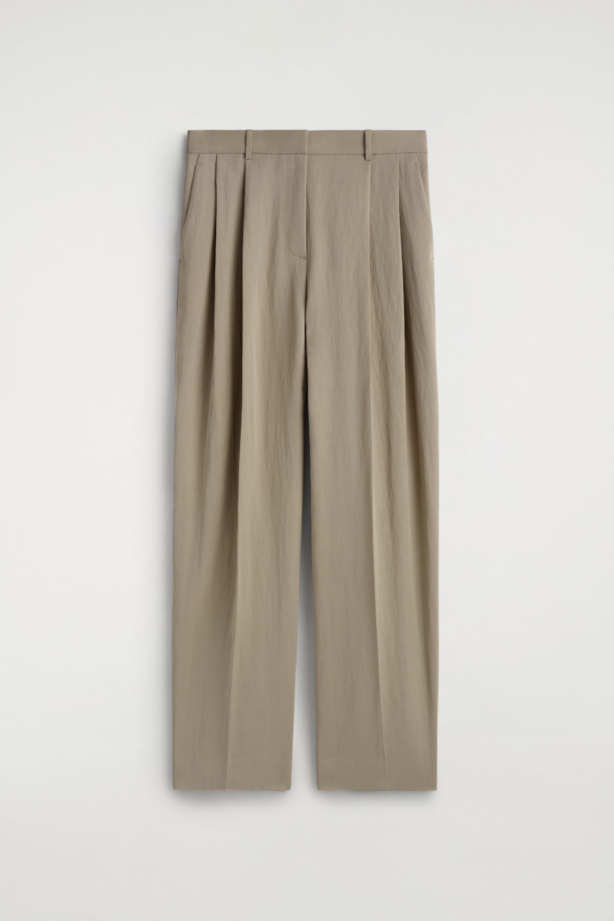 RELAXED FLUID WIDE-LEG PANTS — BEIGE