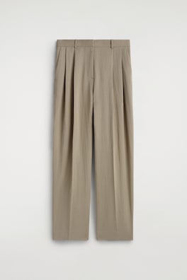 RELAXED FLUID WIDE-LEG PANTS — BEIGE 7
