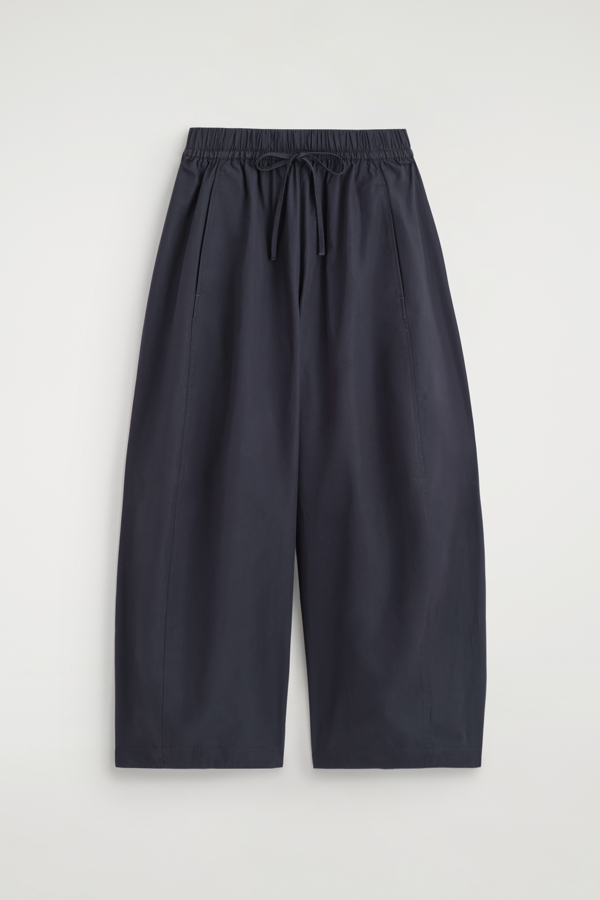 ELASTICATED BARREL-LEG TROUSERS - NAVY/WHITE/BLACK
