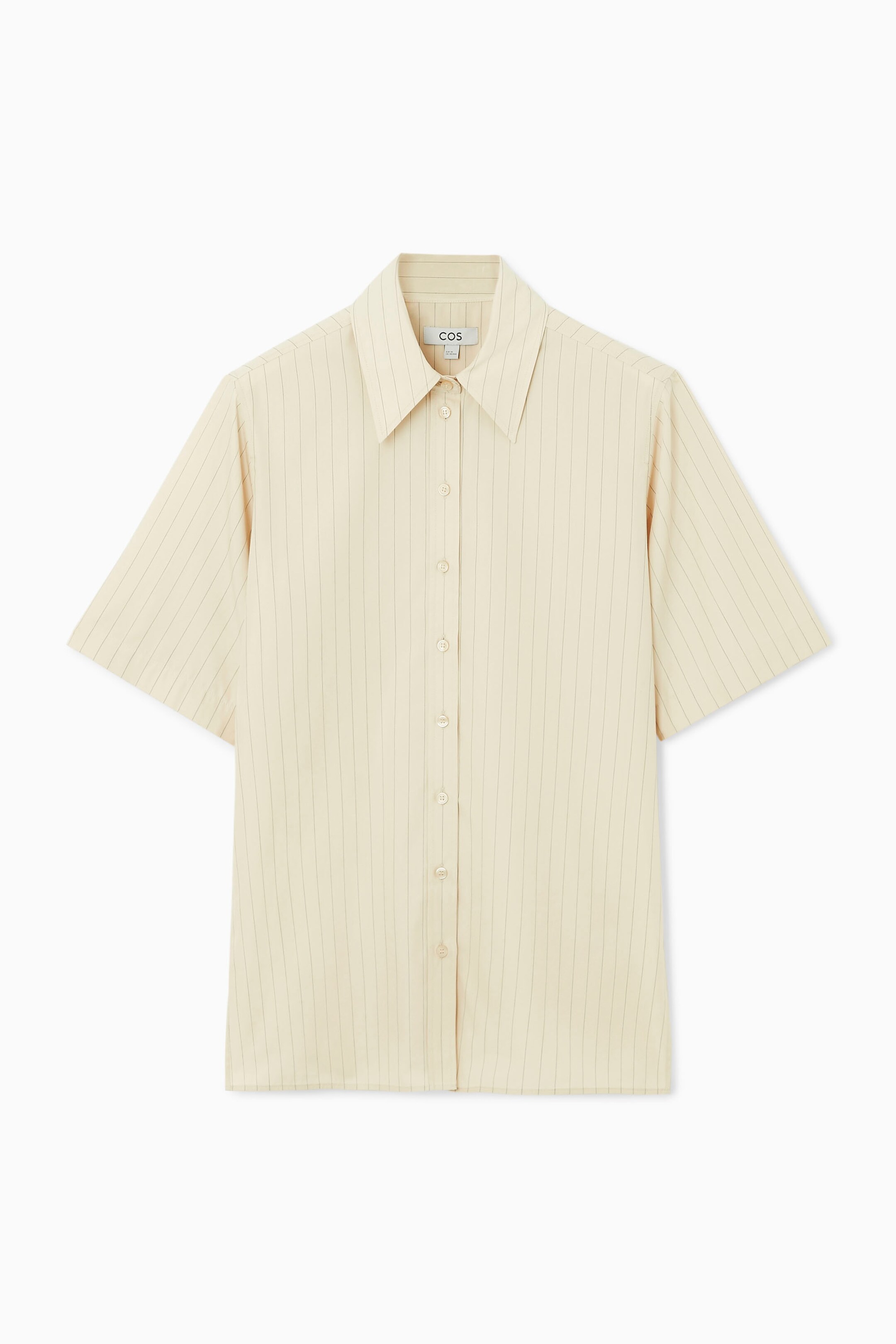 Agrandir l'image: CHEMISE-TUNIQUE À MANCHES COURTES REGULAR - BEIGE / FINES RAYURES - FEMME | H&M CH 1