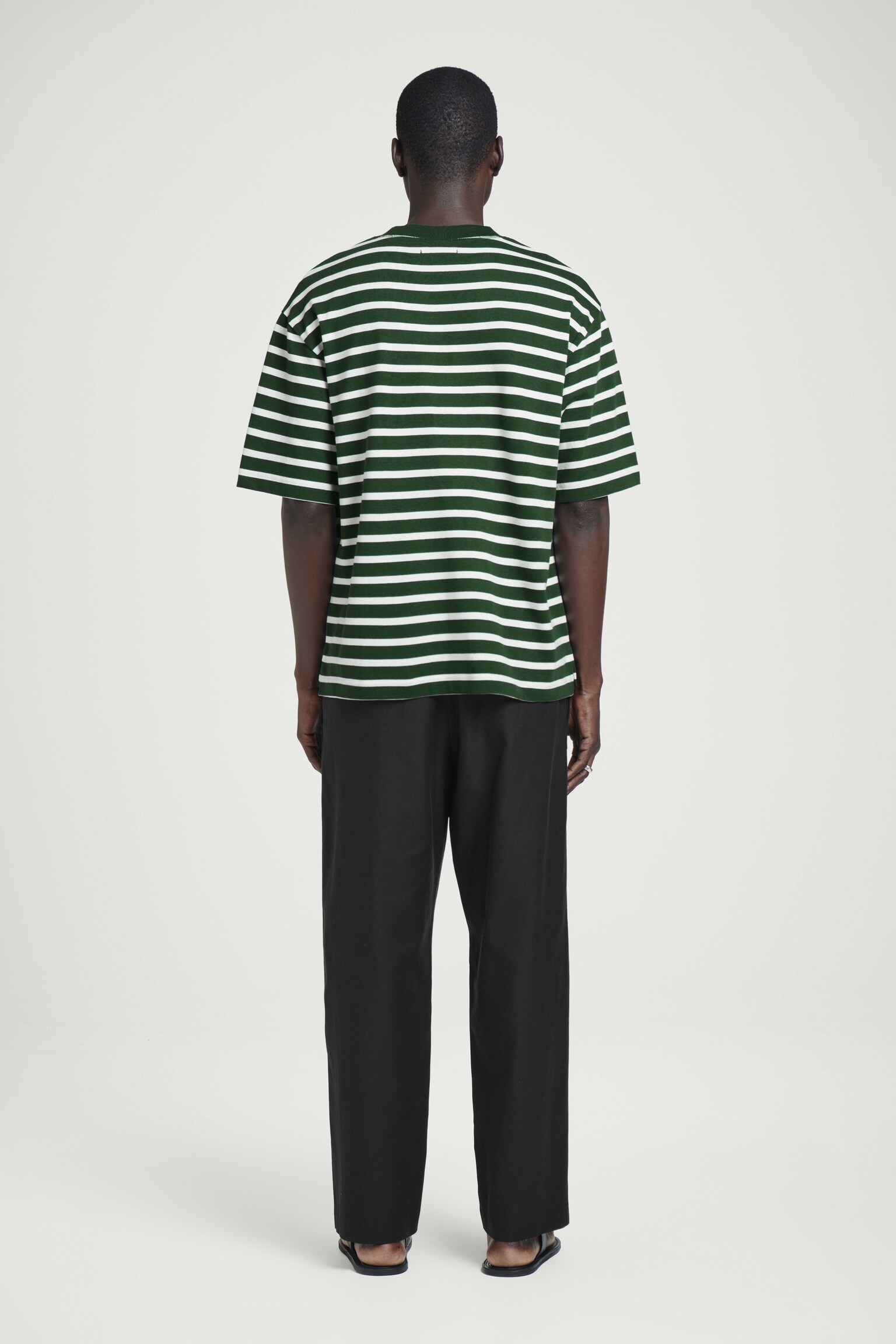 OVERSIZED HEAVYWEIGHT COTTON T-SHIRT - GREEN / WHITE / STRIPED/WHITE/BLACK/BROWN / STRIPED/COBALT BLUE/NAVY / STRIPED/CREAM / STRIPED - 4