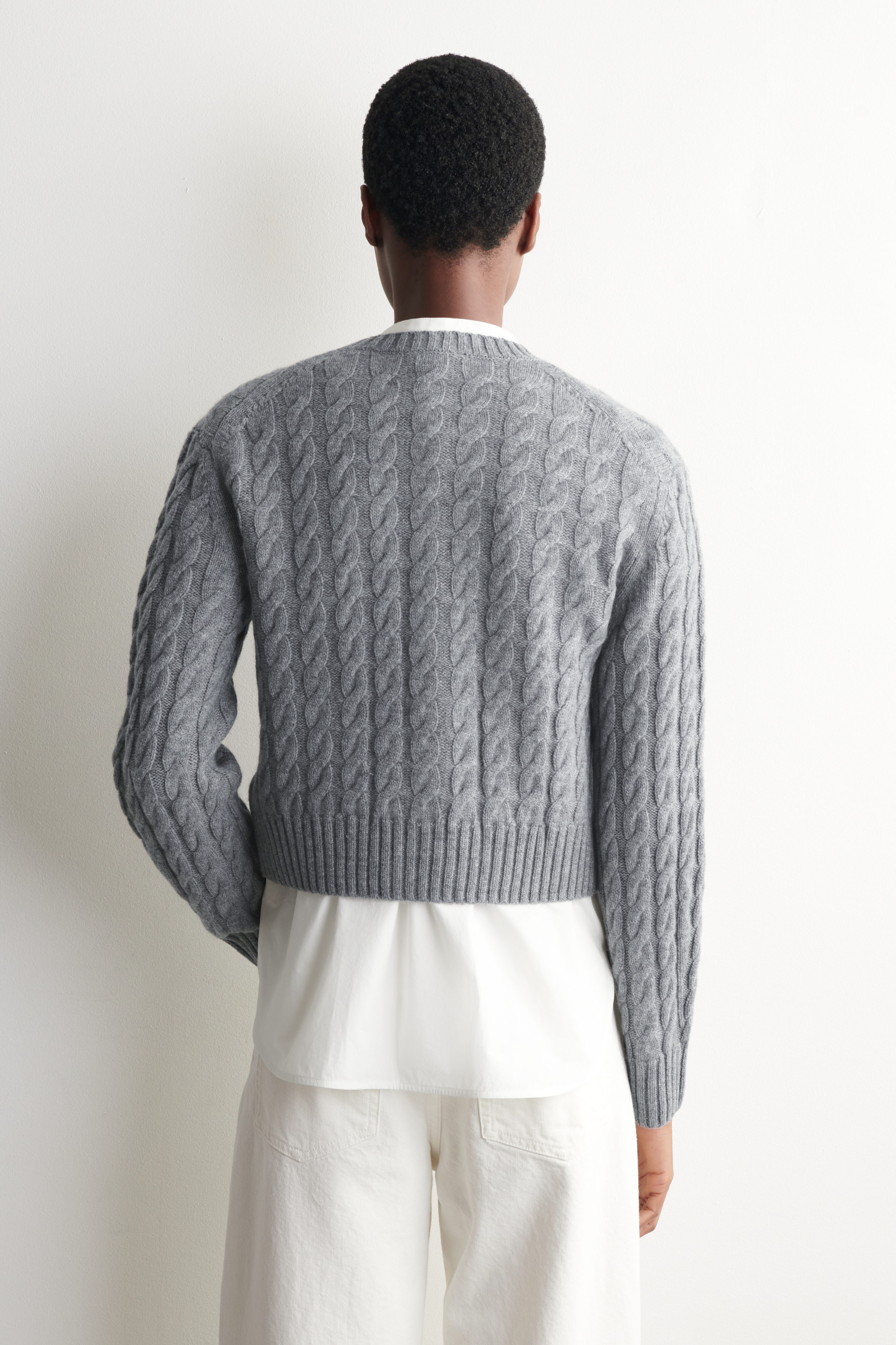 CABLE-KNIT MERINO WOOL CARDIGAN - GRAY | COS US