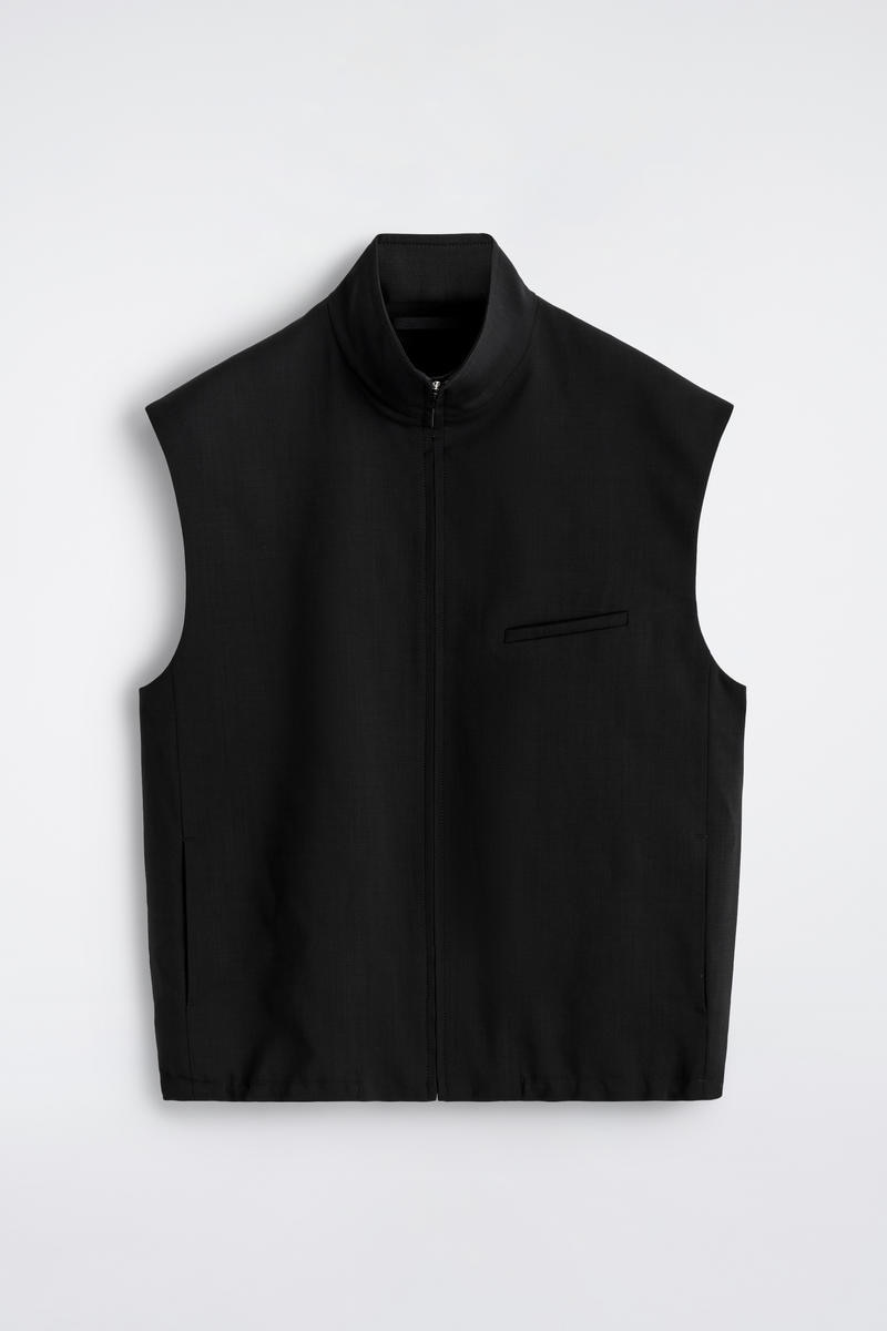 Tailored Funnel-Neck Wool Vest