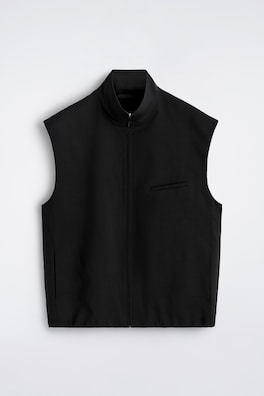 TAILORED FUNNEL-NECK WOOL GILET — CARBON 7