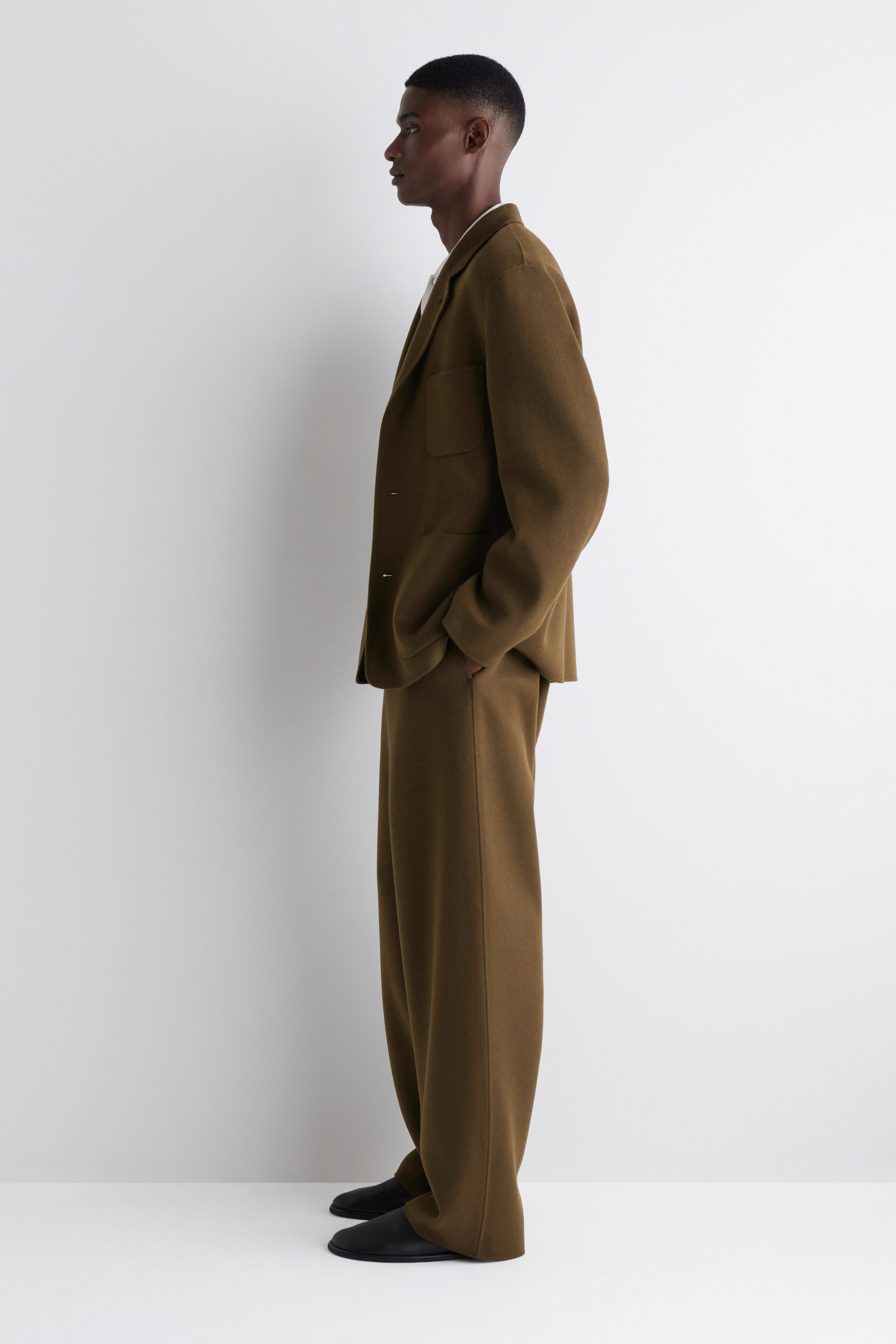 UNSTRUCTURED DOUBLE-FACED WOOL BLAZER - BROWN | COS US