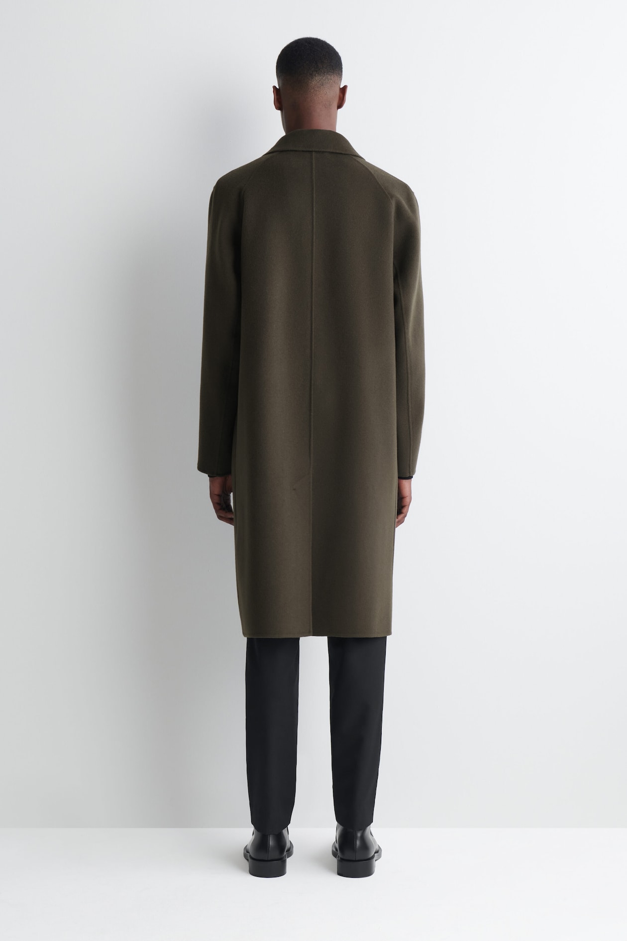 TAILORED DOUBLE-FACED WOOL-BLEND COAT — BROWN