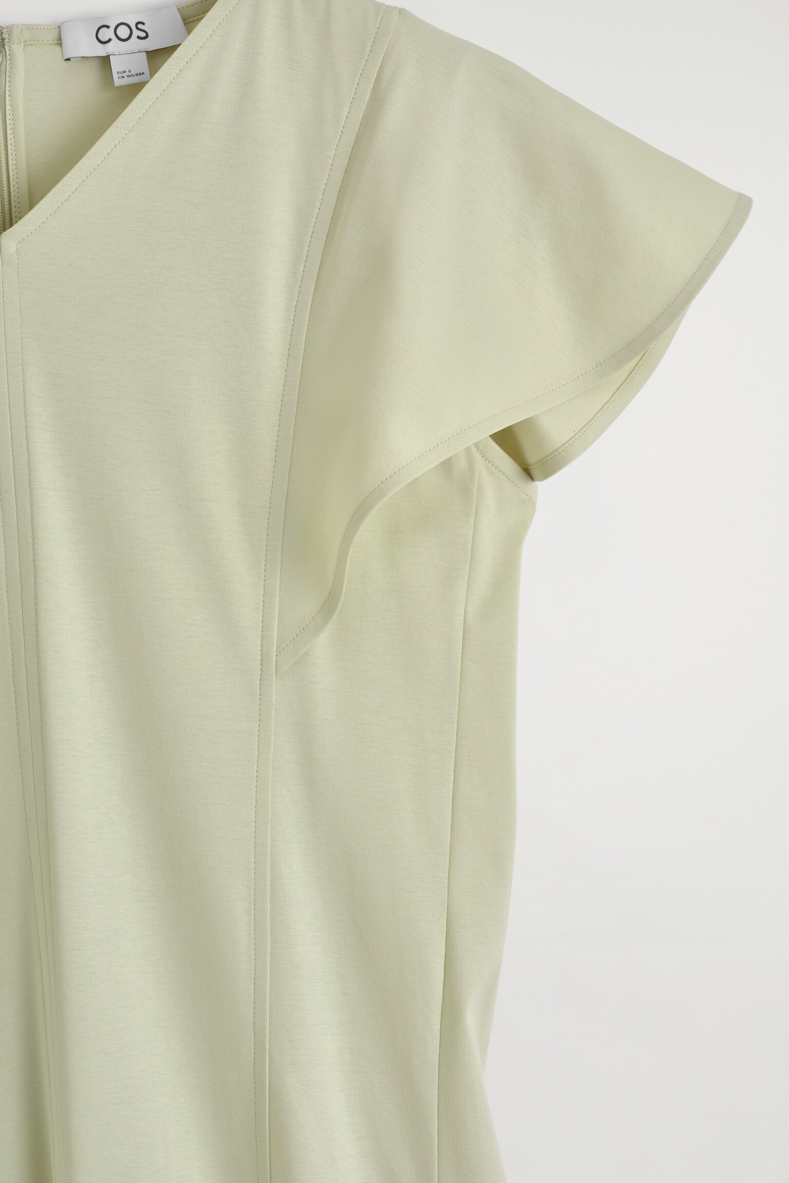 VESTIDO MIDI DE ALGODÓN CON MANGAS PÉTALO - VERDE CLARO/NEGRO - 6
