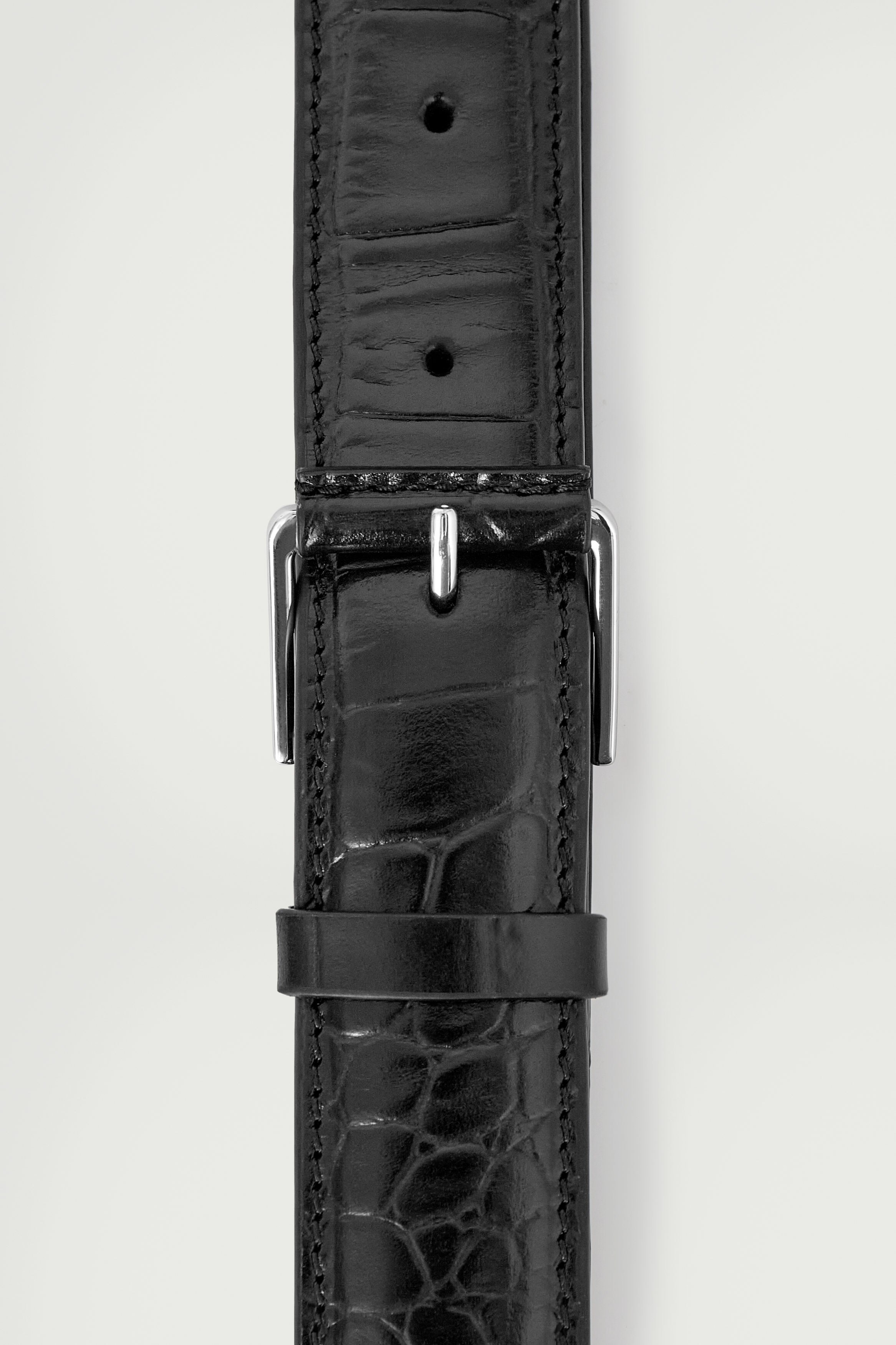 CROC-EFFECT LEATHER BELT - BLACK | COS