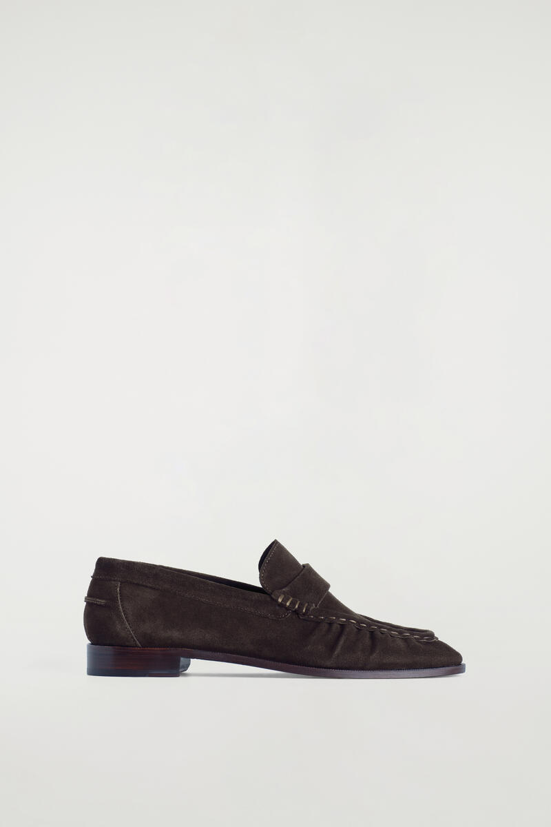 Split Suede Moccasin Loafers