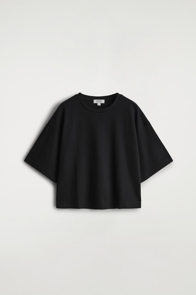 Wijdvallend T-shirt van katoen met rechte snit - ZWART/WIT/MARINEBLAUW/Donkergroen - 1
