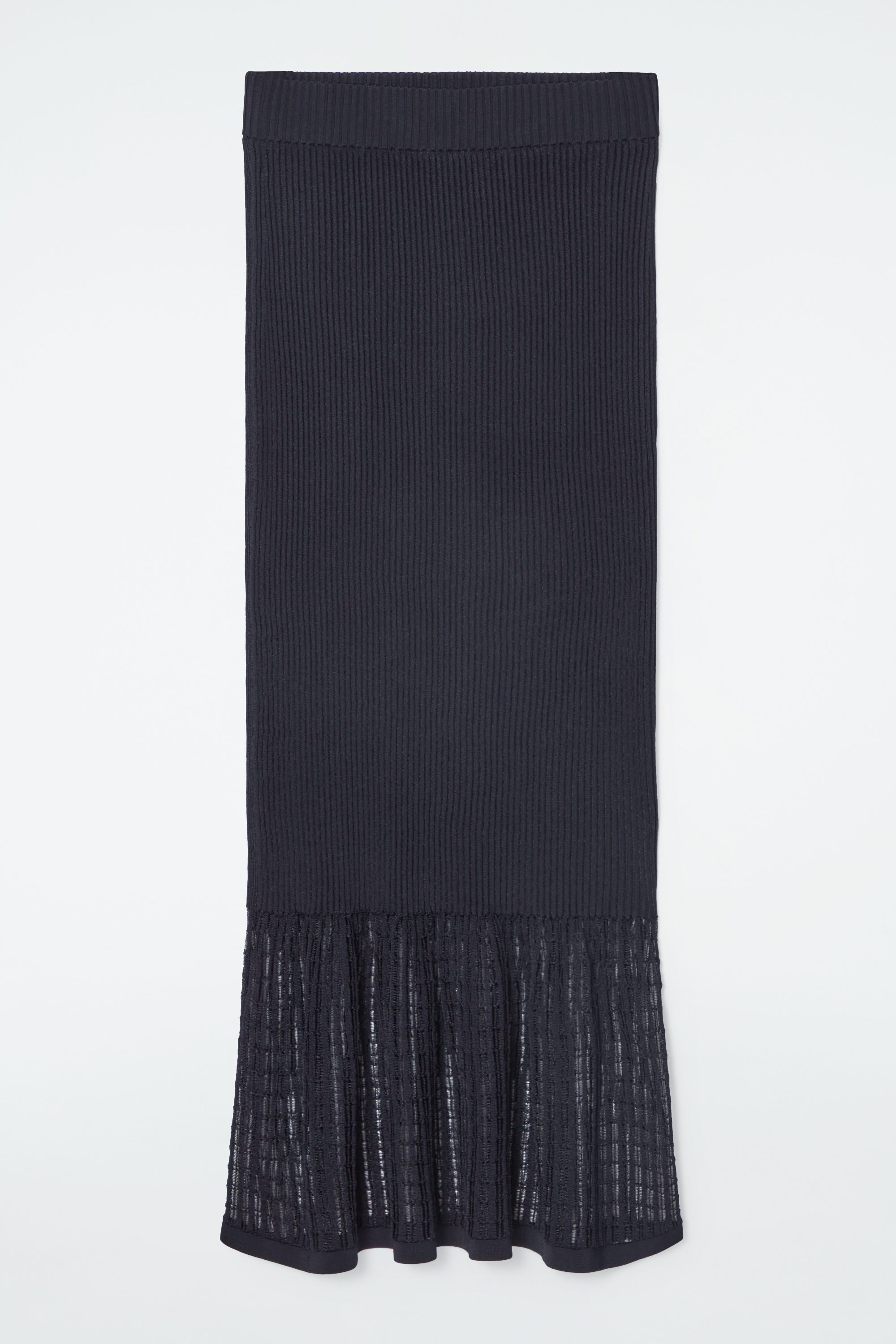 SPARKLY RIBBED-KNIT MAXI SKIRT - BLACK | COS