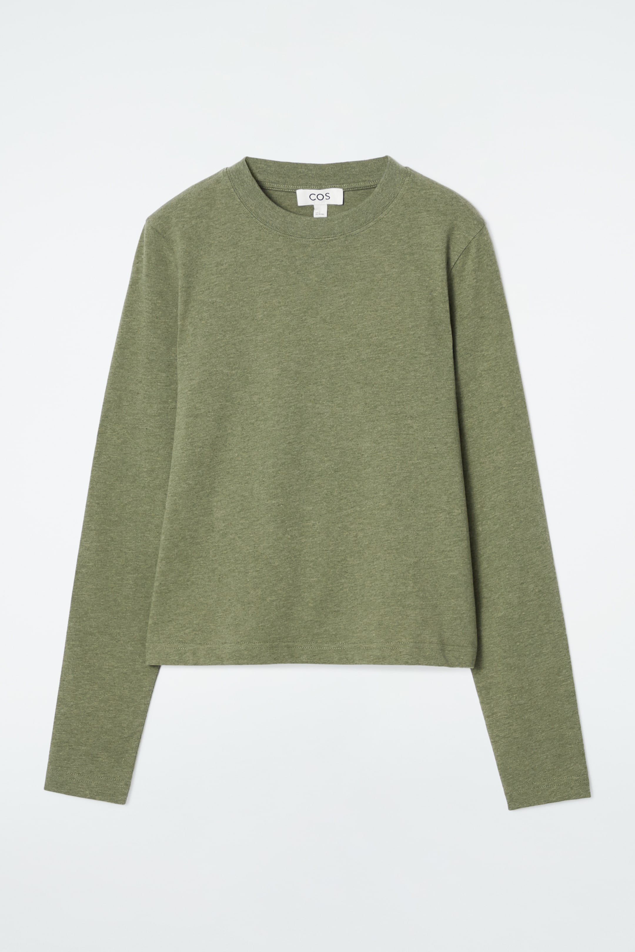 View larger image: CLEAN CUT REGULAR LONG-SLEEVED T-SHIRT - GREEN MÉLANGE - Ladies | H&M GB 1