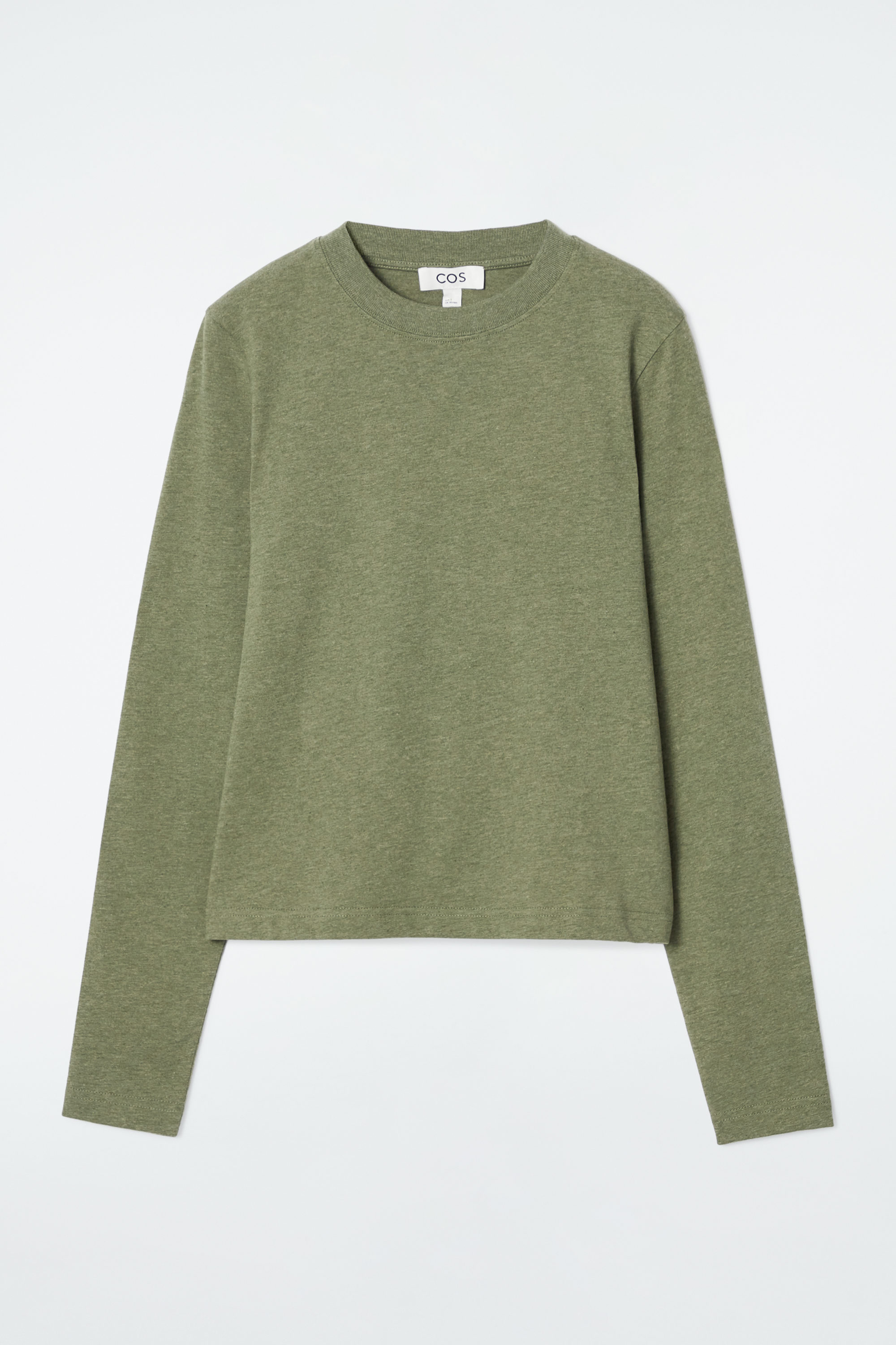 CLEAN CUT REGULAR LONG-SLEEVED T-SHIRT - GREEN MÉLANGE | COS