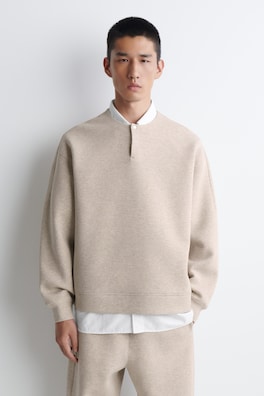 RELAXED SCUBA HENLEY TOP — BEIGE MÉLANGE 1