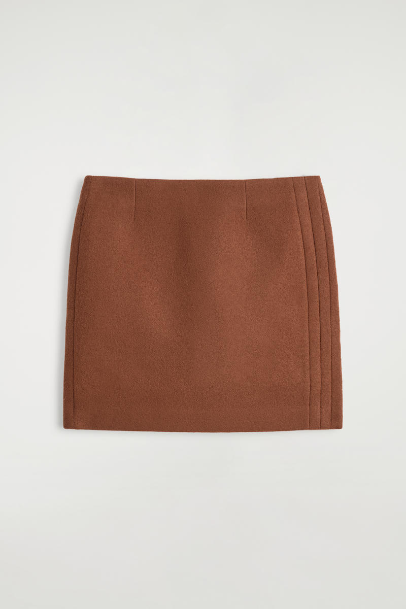 Cos Topstitched Wool Mini Skirt In Brown