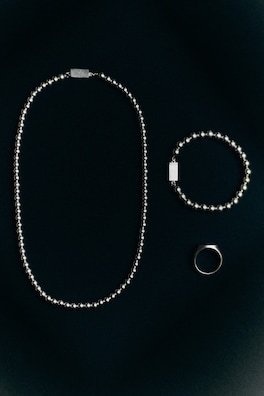 BEADED NECKLACE — SILVER 3