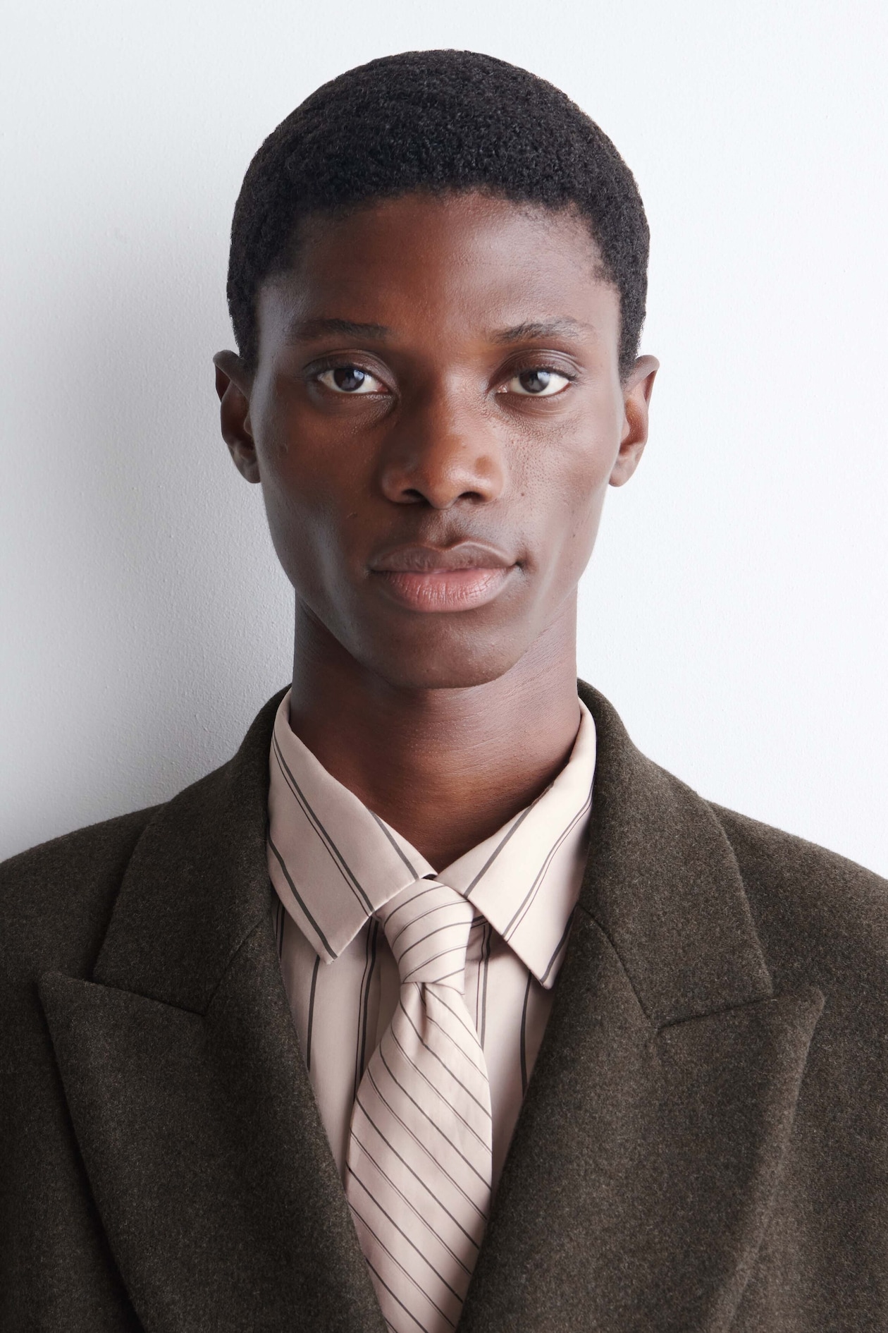STRIPED COTTON-SILK TIE — PINK / BROWN / STRIPED