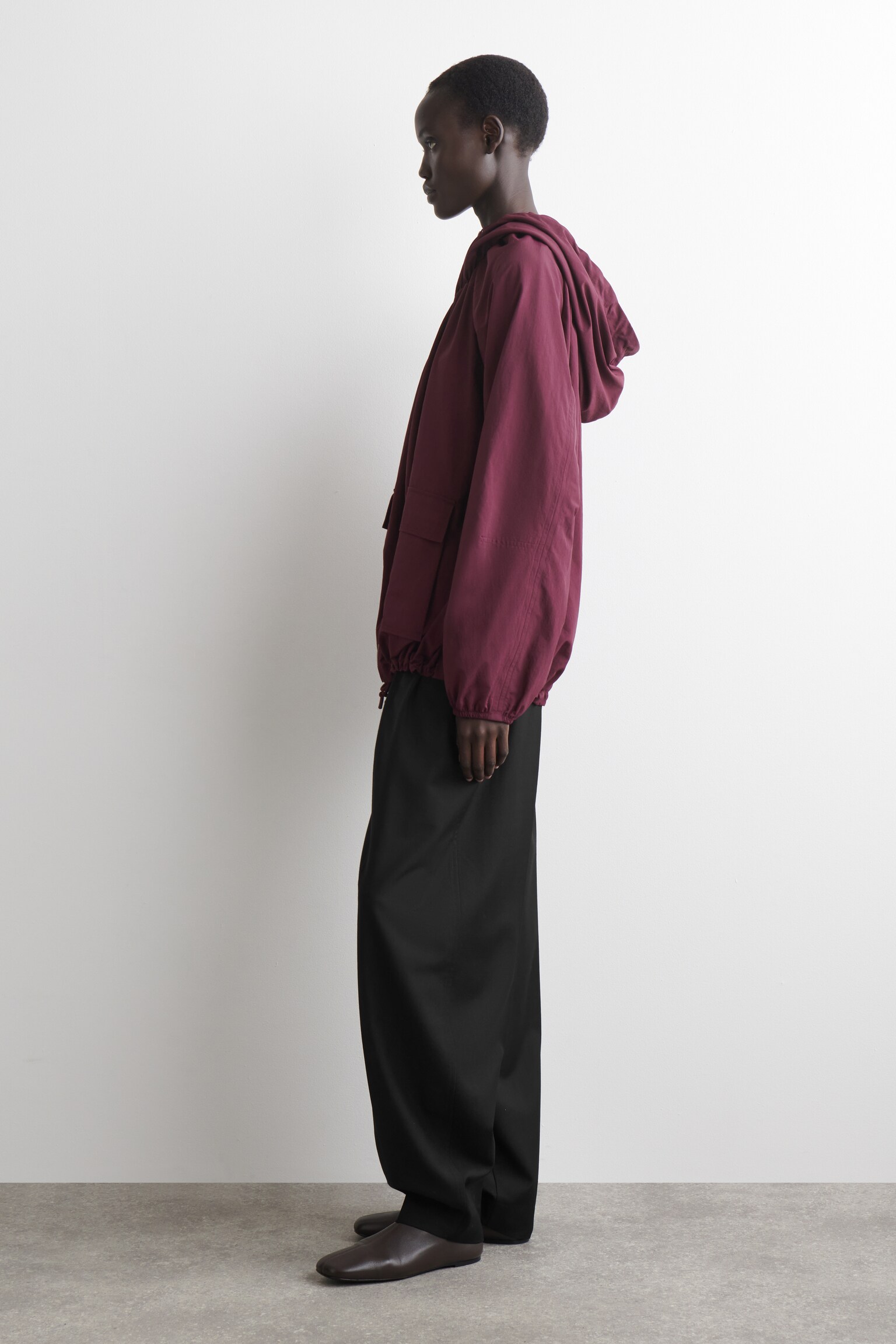 TECHNICAL HOODED PARKA JACKET - DARK RED/DARK BROWN - 6