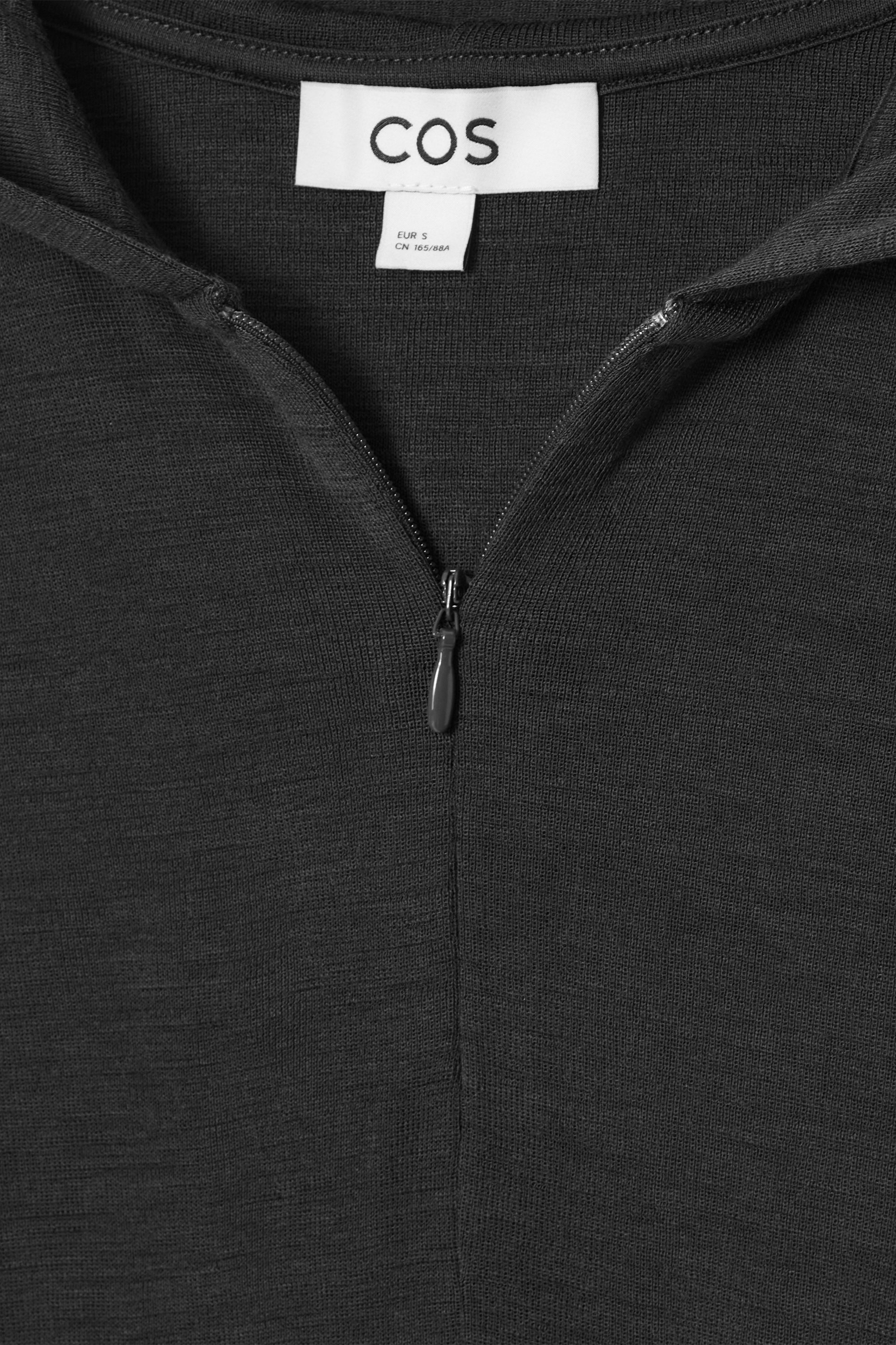 SLIM HALF-ZIP WOOL HOODIE - BLACK | COS US
