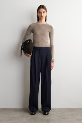SEAMLESS MERINO WOOL LONG-SLEEVED TOP — BEIGE MÉLANGE 2