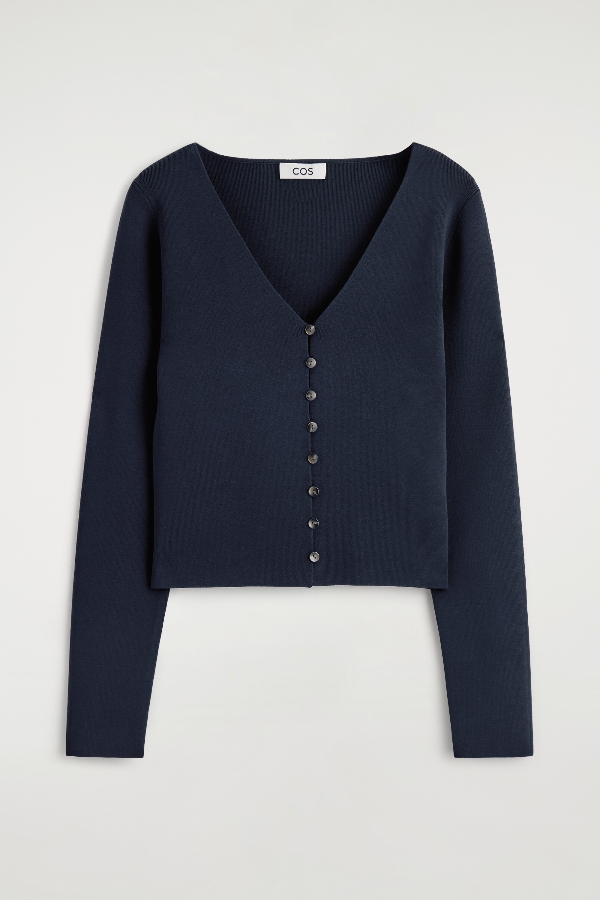 CARDIGAN MINIMALISTE EN MAILLE À COL EN V - BLEU MARINE/IVOIRE